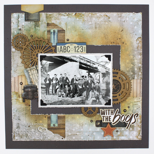 Masculine Vintage Layout by Tracy McLennon for Scrapbook Adhesives by 3L