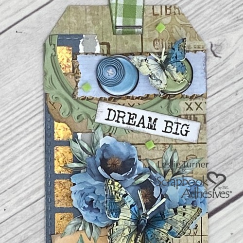 Dream Big Mixed Media Tag by Leslie Turner for Scrapbook Adhesives by 3L