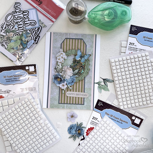 Floral Shaker Birthday Card by Judy Hayes for Scrapbook Adhesives by 3L