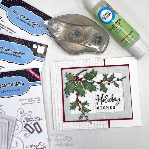 Glittered Frame Holiday Wishes Card by Judy Hayes for Scrapbook Adhesives by 3L
