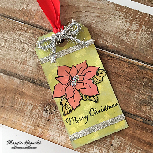 Stampendous Blog Hop and Giveaway - Day 5 Christmas Poinsettia Tag by Margie Higuchi