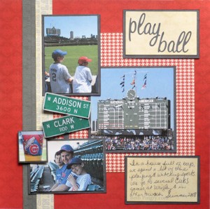 Play Ball baseball scrapbook page by Beth Pingry