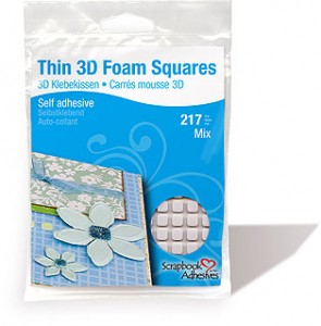 Thin 3D Foam Squares White Mix